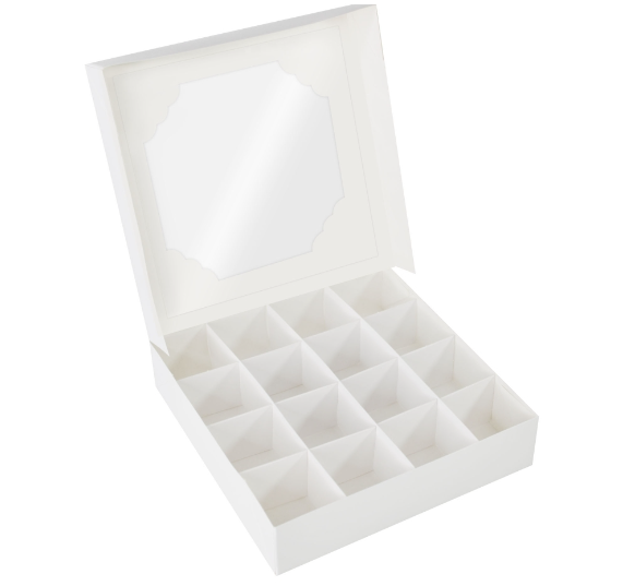 White Treat Box & Insert - 16 Cavities (Pack of 5)