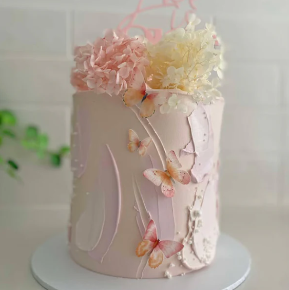 Pink & Orange Pre-cut Edible Wafer Butterflies