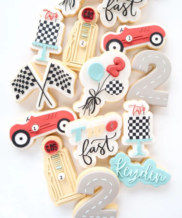 Boss Embossers - Driverless Vintage Race Car & Number Set with Stamp and Cutter