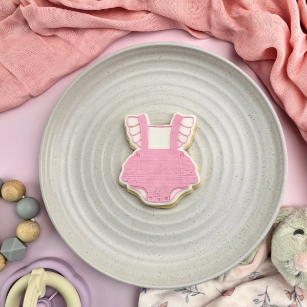 Custom Cookie Cutters - Baby Frilly  Romper Debosser and Cutter Set