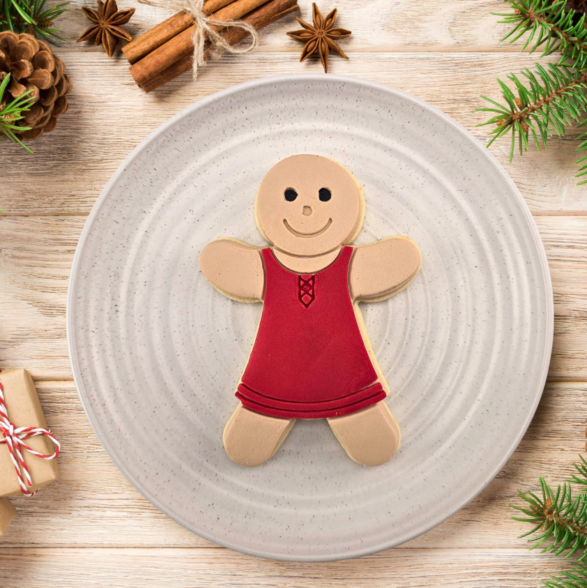 Custom Cookie Cutters - Gingerbread Woman with Clothes Cutter and Embosser Set