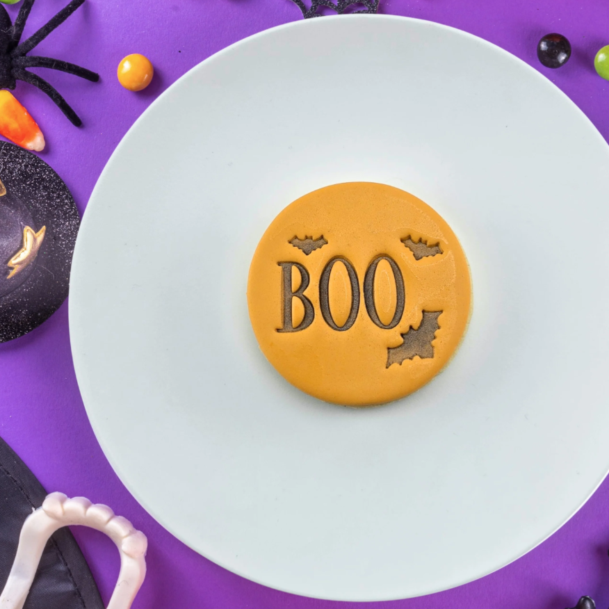 Custom Cookie Cutters - BOO Bats Embosser 60mm