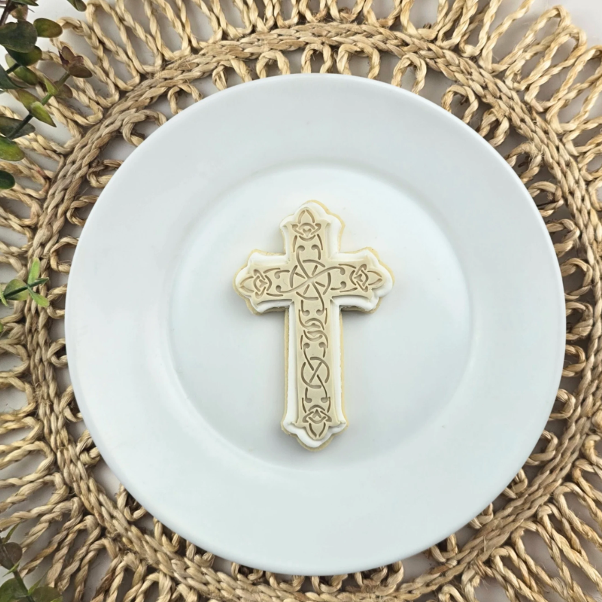 Custom Cookie Cutters - Decorative Cross Embosser and Cutter Set