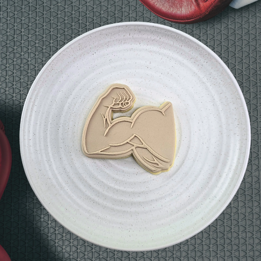 Custom Cookie Cutters -  Muscle Arm Cutter and Debosser Set