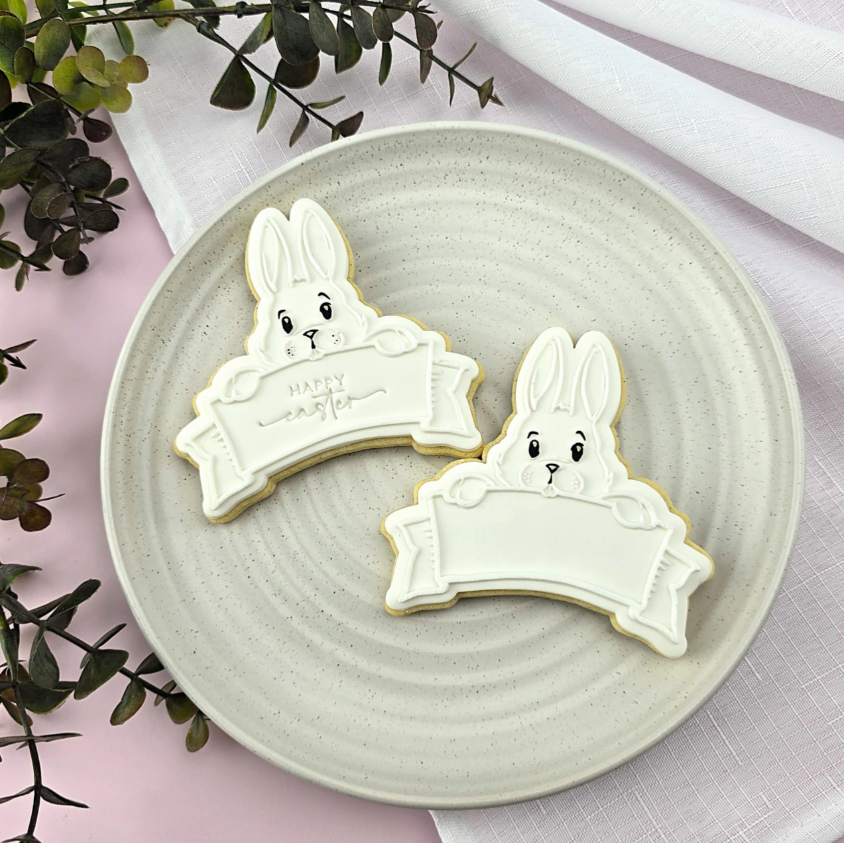 Custom Cookie Cutters - Bunny Plaque Debosser & Cutter