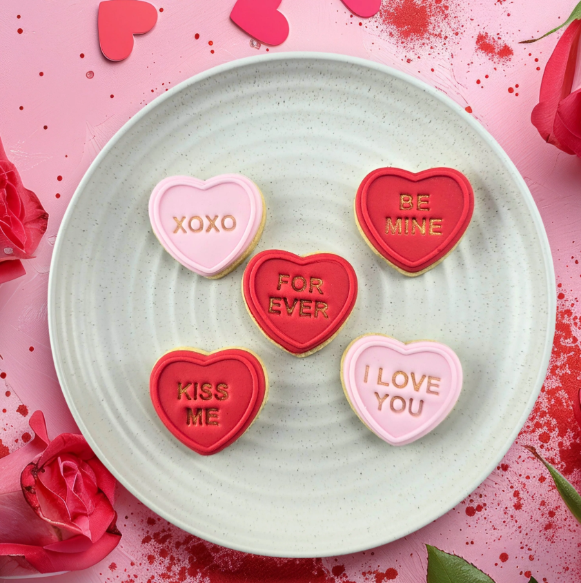 Custom Cookie Cutters - Candy Heart I Love You Cutter & Embosser Set