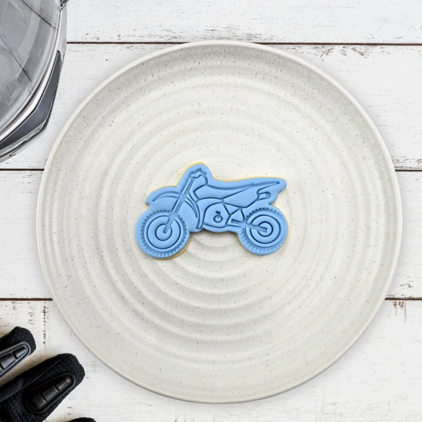 Custom Cookie Cutters - Dirt Bike Embosser and Cutter Set