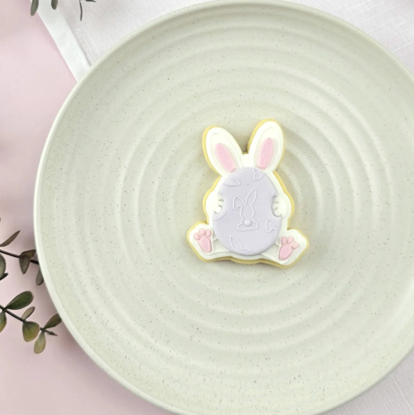 Custom Cookie Cutters - Easter Egg Bunny Debosser & Cutter Set - Small