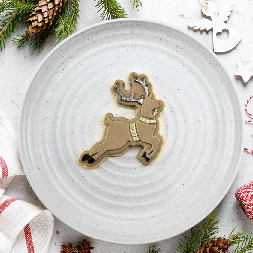 Custom Cookie Cutters - Flying Reindeer Cutter and Embosser