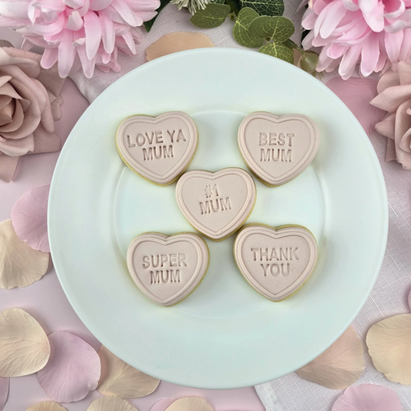 Custom Cookie Cutters - Candy Heart Mum Cutter & Embosser Set