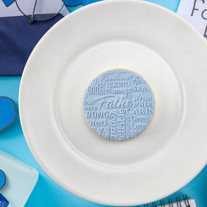 Custom Cookie Cutters - Father Text Collage Pattern Plate