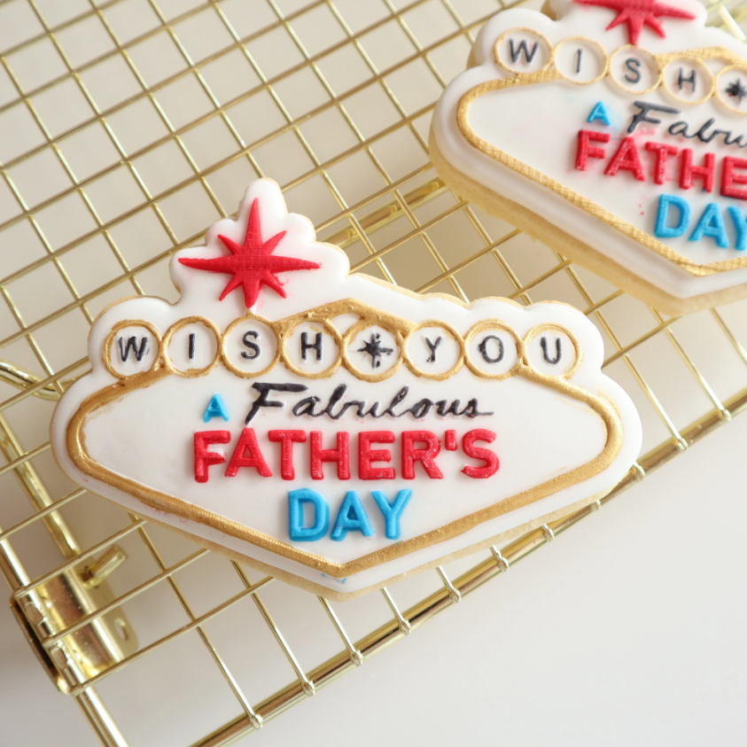 Custom Cookie Cutters - Father's Day Vegas Sign Cutter and Debosser Set