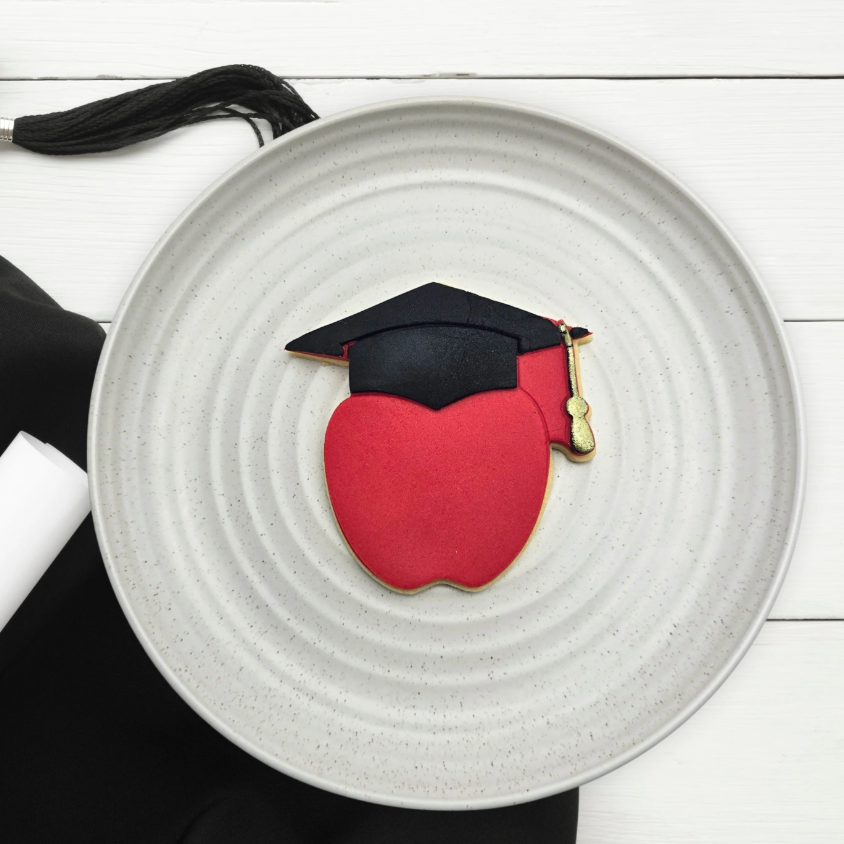 Custom Cookie Cutters - Graduation Apple Cutter and Embosser
