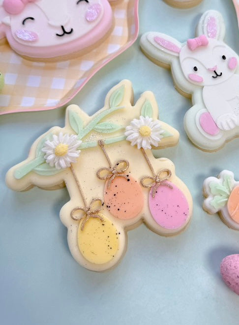 Boss Embossers - Simple Hanging Eggs on Branch with Bows Stamp and Cutter