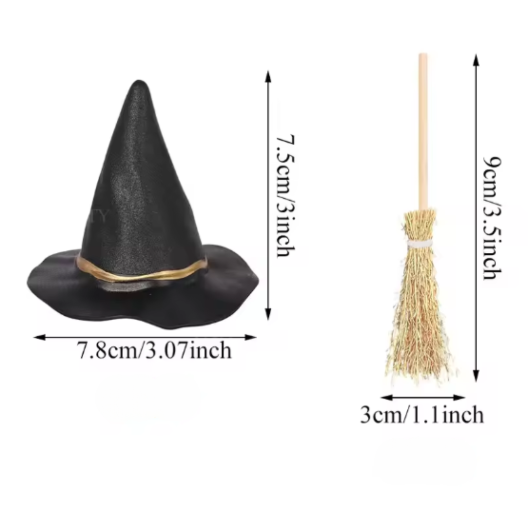 Cake Toppers - Witches Hat & Broom Stick