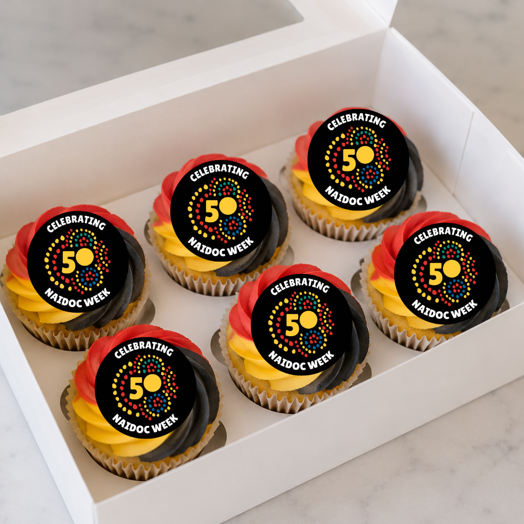 Edible Cupcake Toppers - 1.5" (4cm) Pre-Cut Round - 30 Toppers Per Page - NAIDOC 50