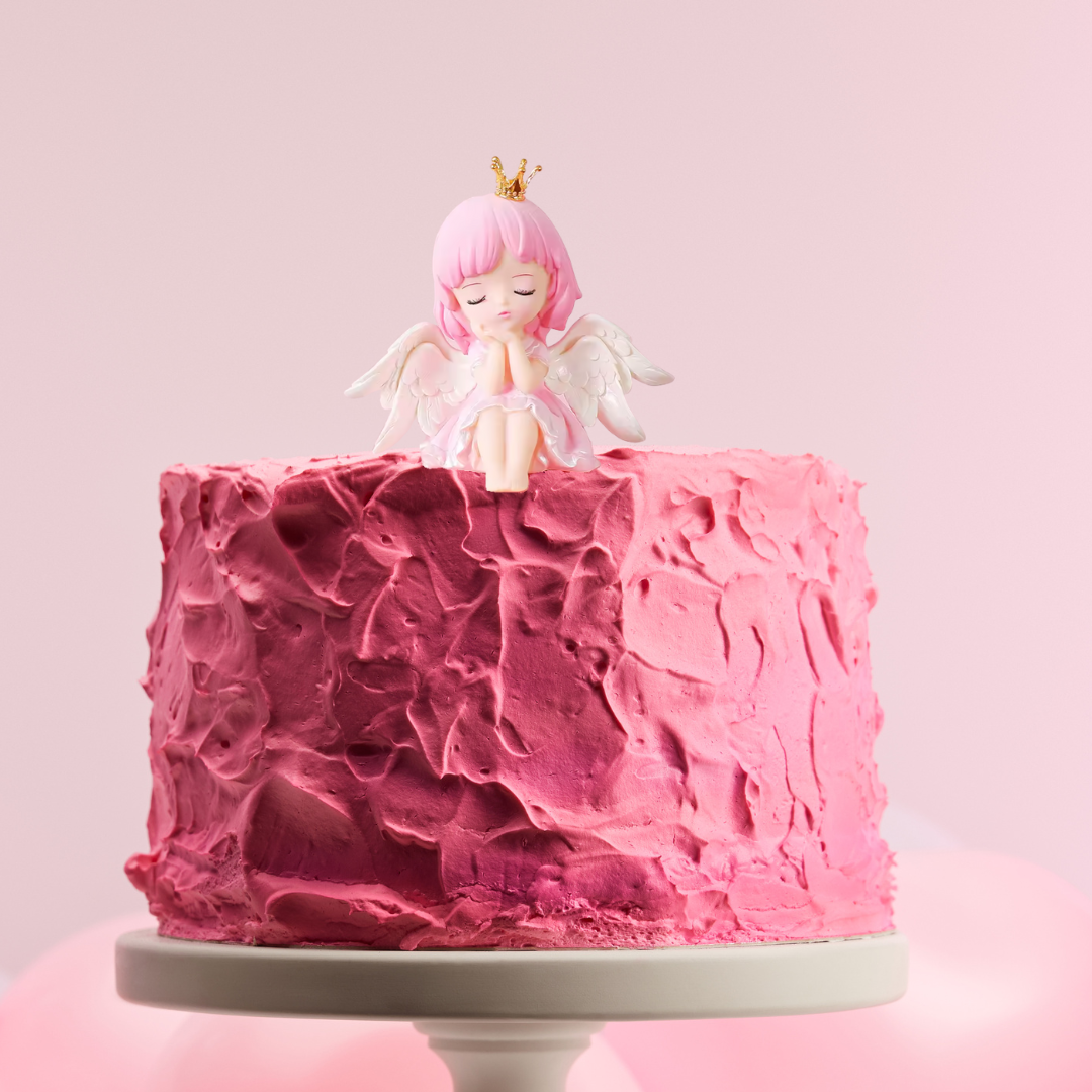 Cake Topper Fairy with Pink Hair and Crown