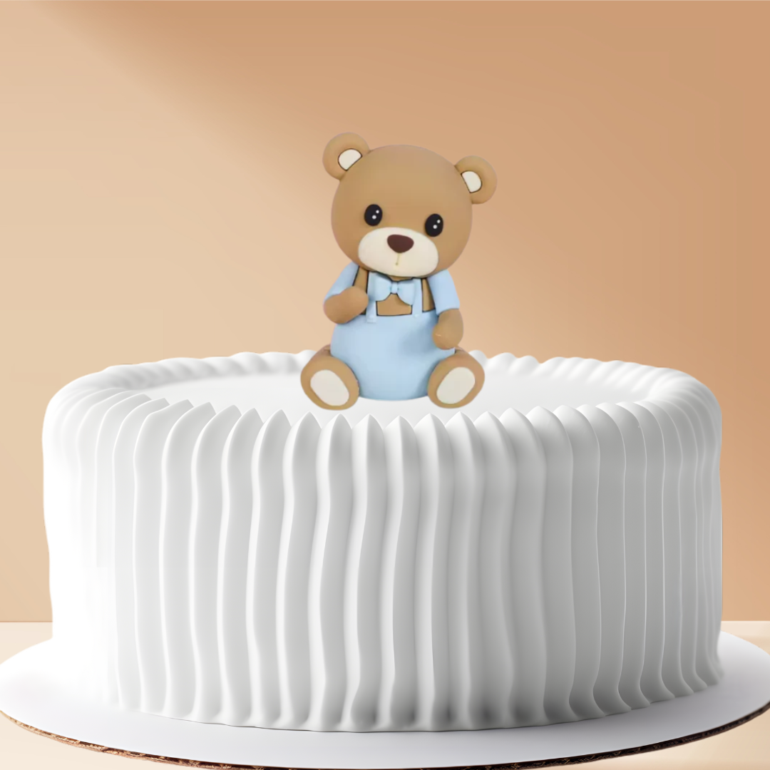 Cake Topper Bear with Blue Overalls