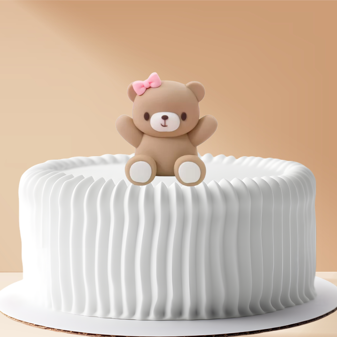 Cake Topper Bear with Pink Bow