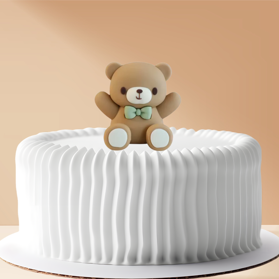 Cake Topper Bear with Green Bow