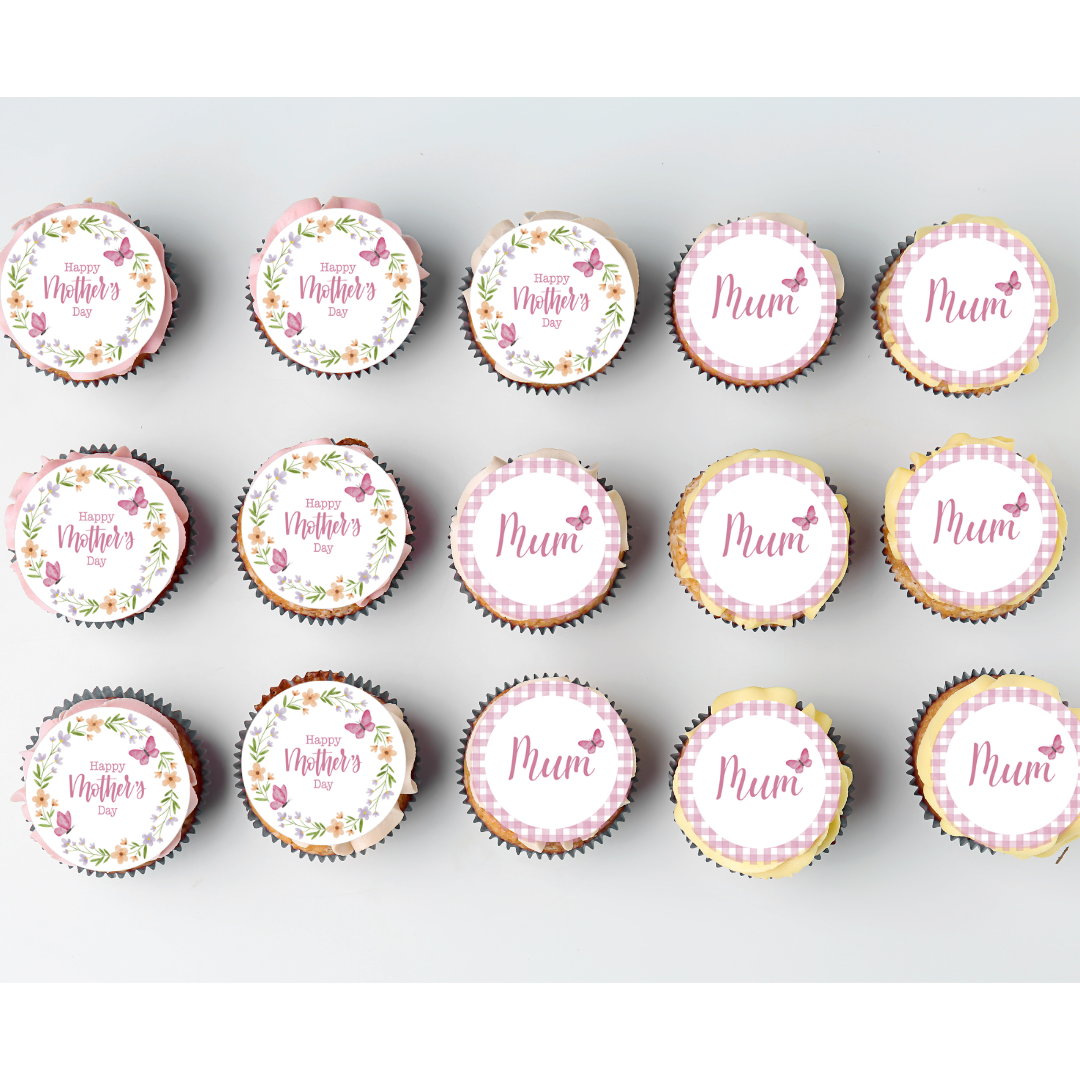 Edible Cupcake Toppers - 1.5" (4cm) Pre-Cut Round - 30 Toppers Per Page - Mother's Day Set 1