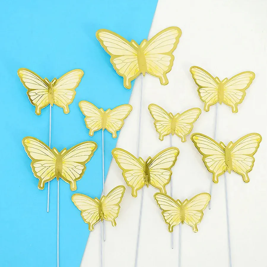 Cardstock Butterflies Pack of 10 - Yellow & Gold Style 1