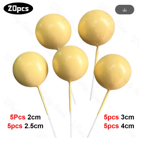 Cake Ball Toppers 20pc Mixed Sizes - Yellow