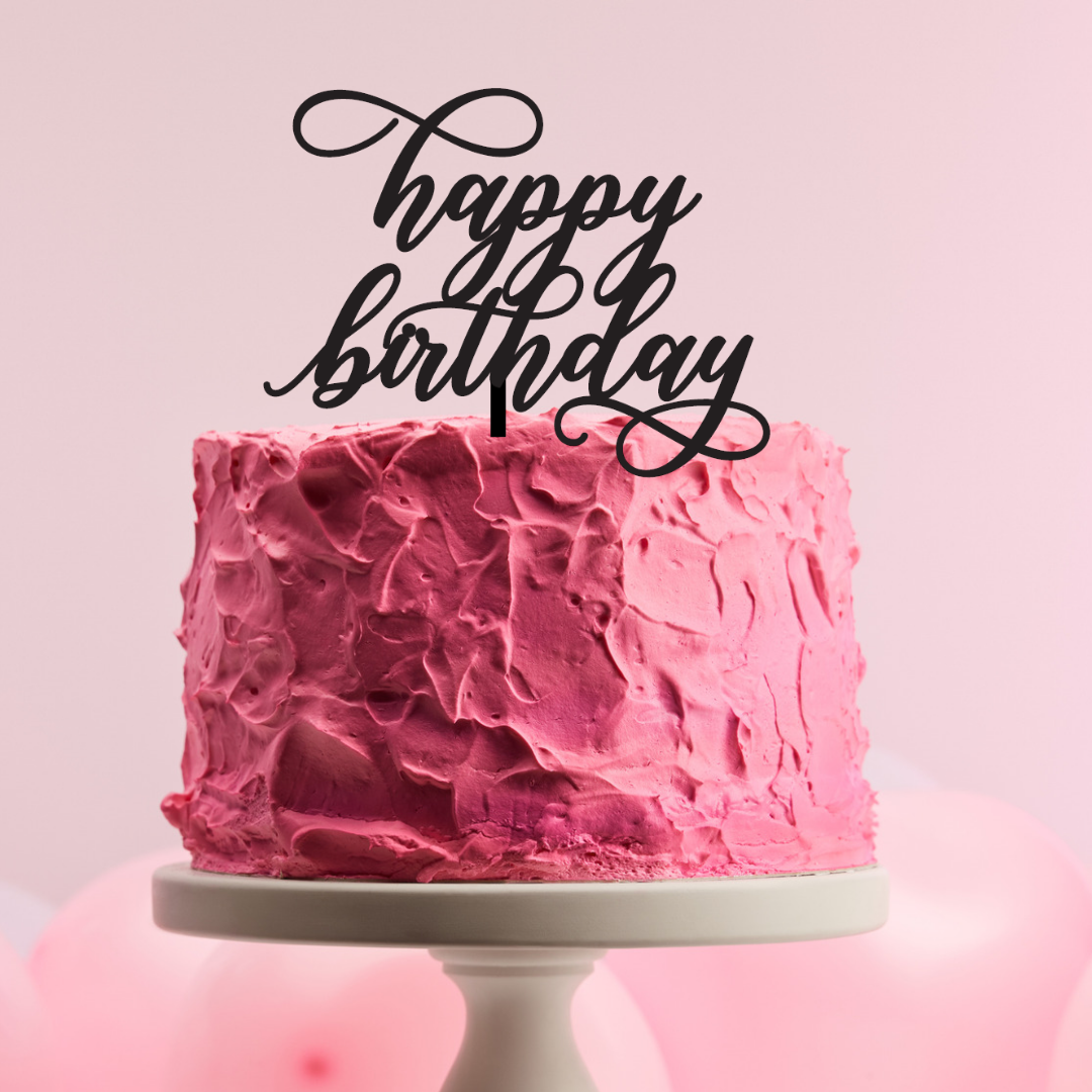 BarleyBoy Creative Happy Birthday Cake Topper - Script