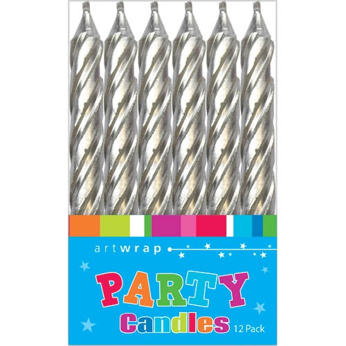 Candle 16pk 8cm Spirals Silver