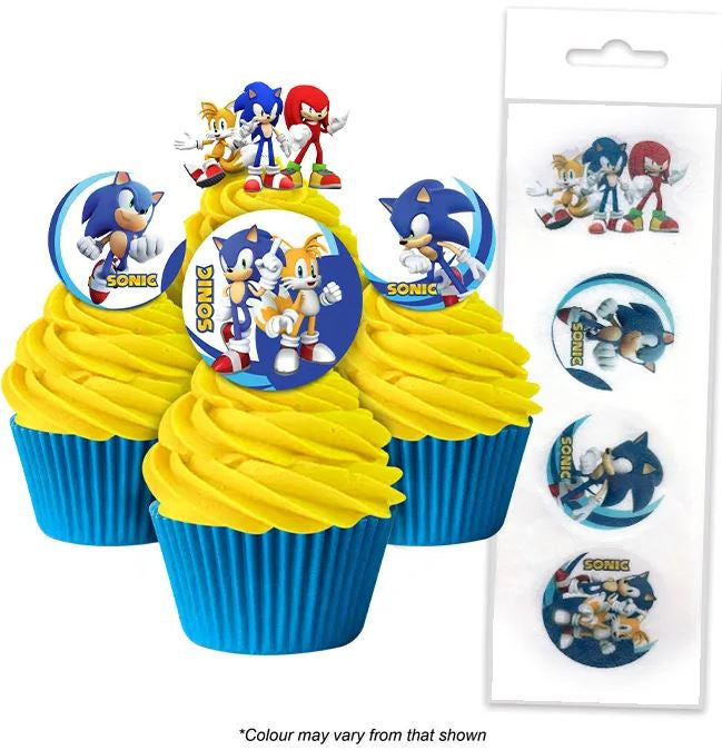 Sonic The Hedgehog Edible Wafer Cupcake Toppers 16 piece pack