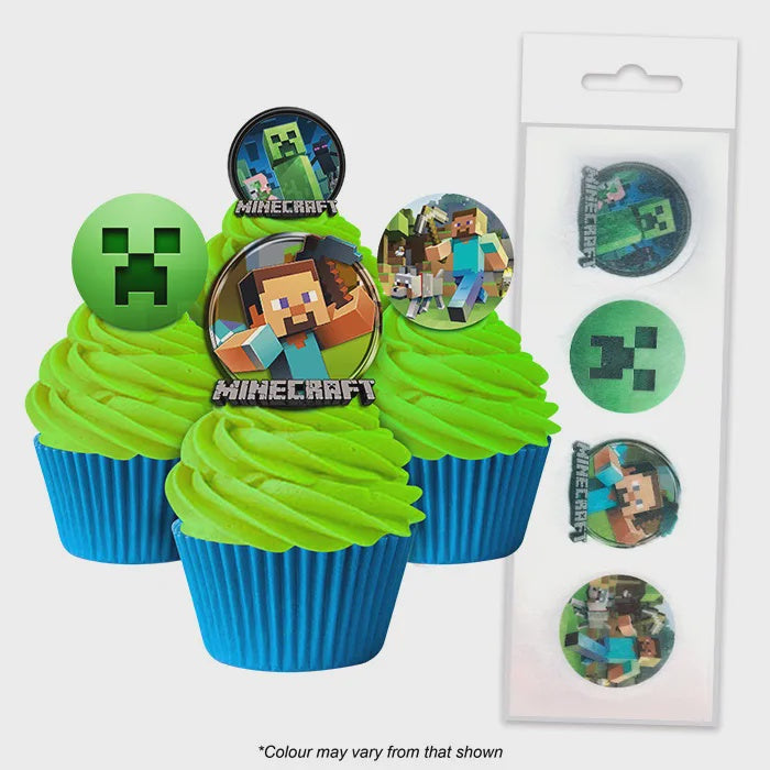 Minecraft Edible Wafer Cupcake Toppers 16 piece pack