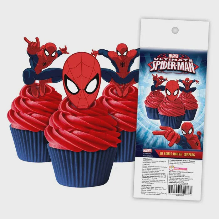 Spiderman Edible Wafer Cupcake Toppers 16 piece pack