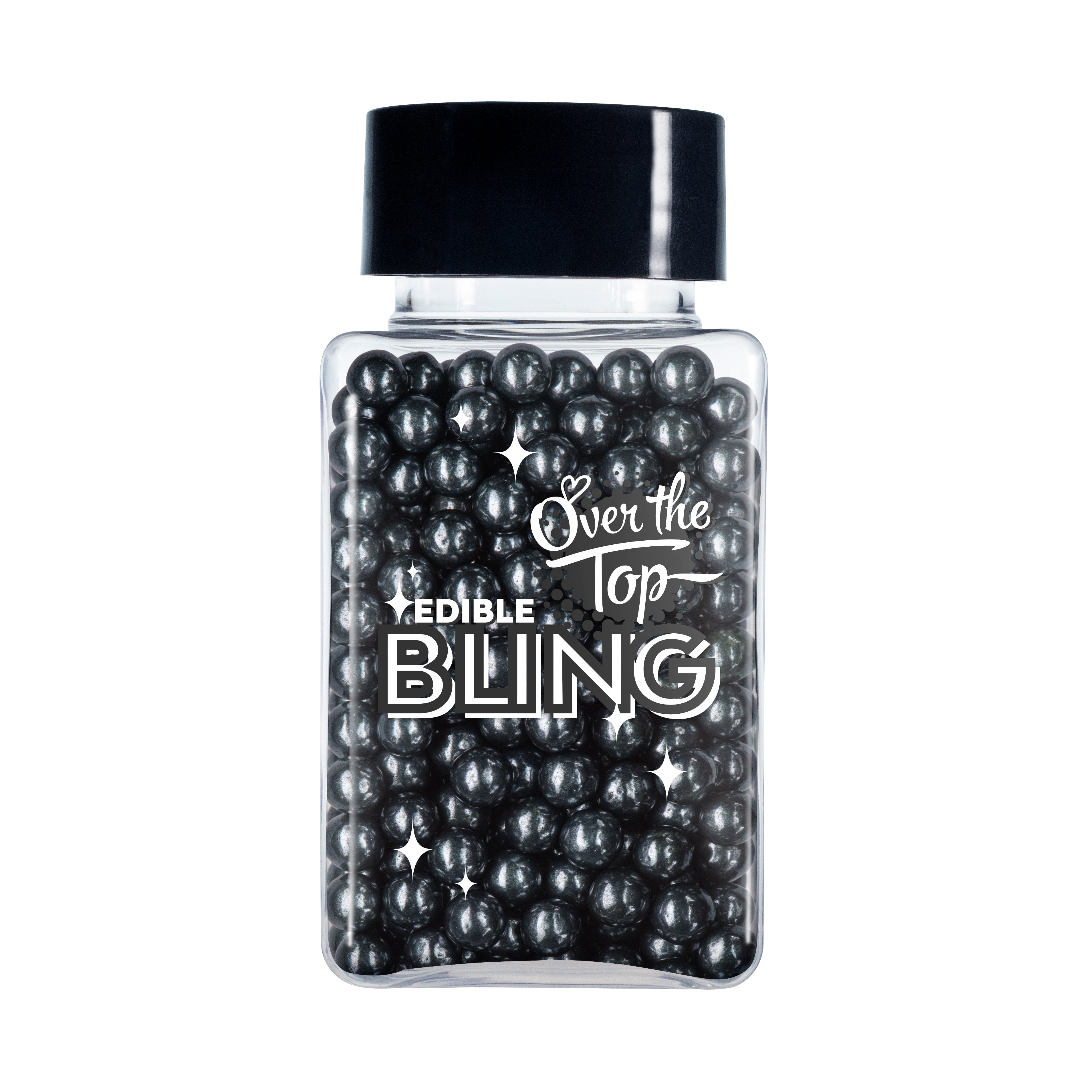 Over The Top Edible Bling Sprinkles - Black Pearls (4mm) 70g
