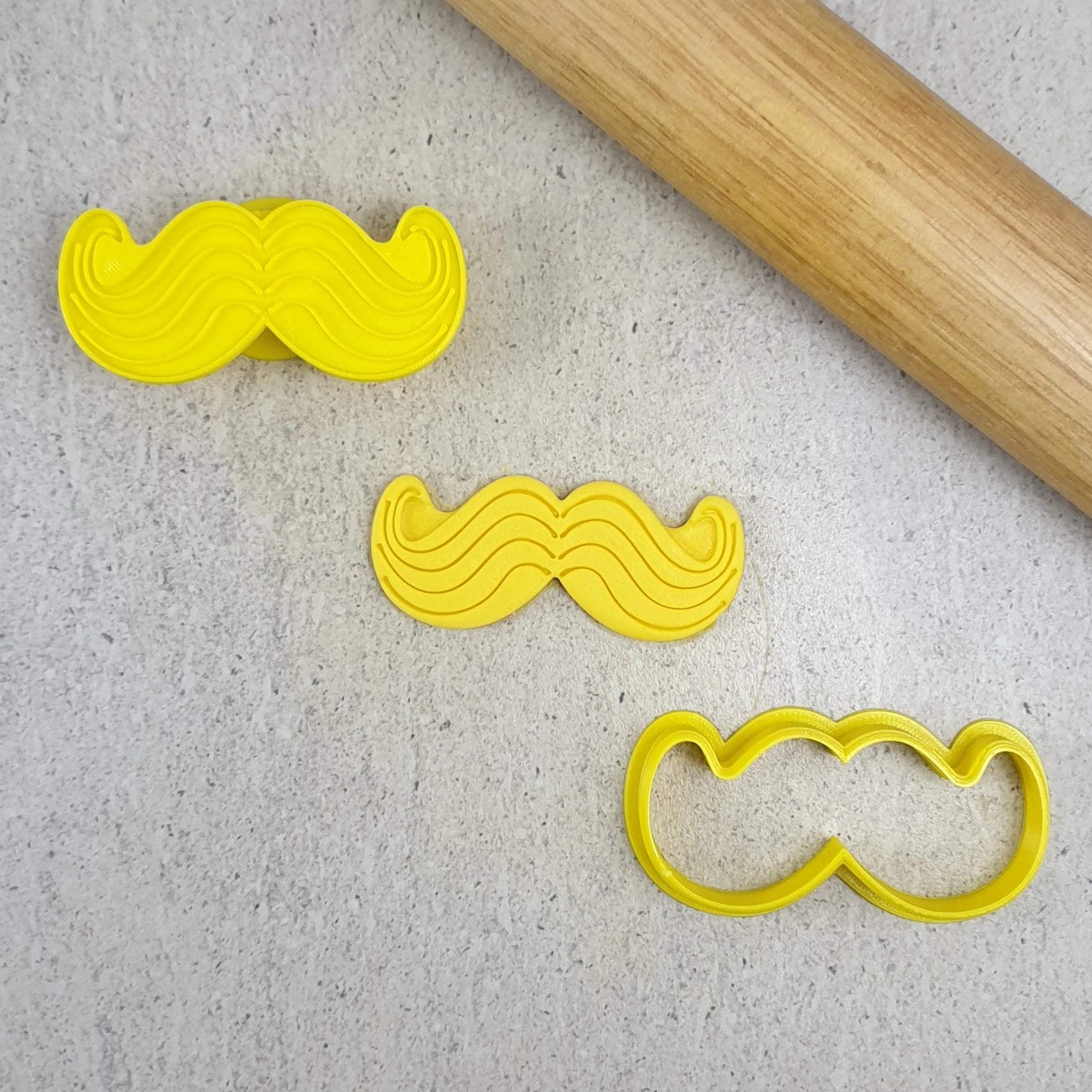 Custom Cookie Cutters Mustache V2 Embosser & Cutter Set