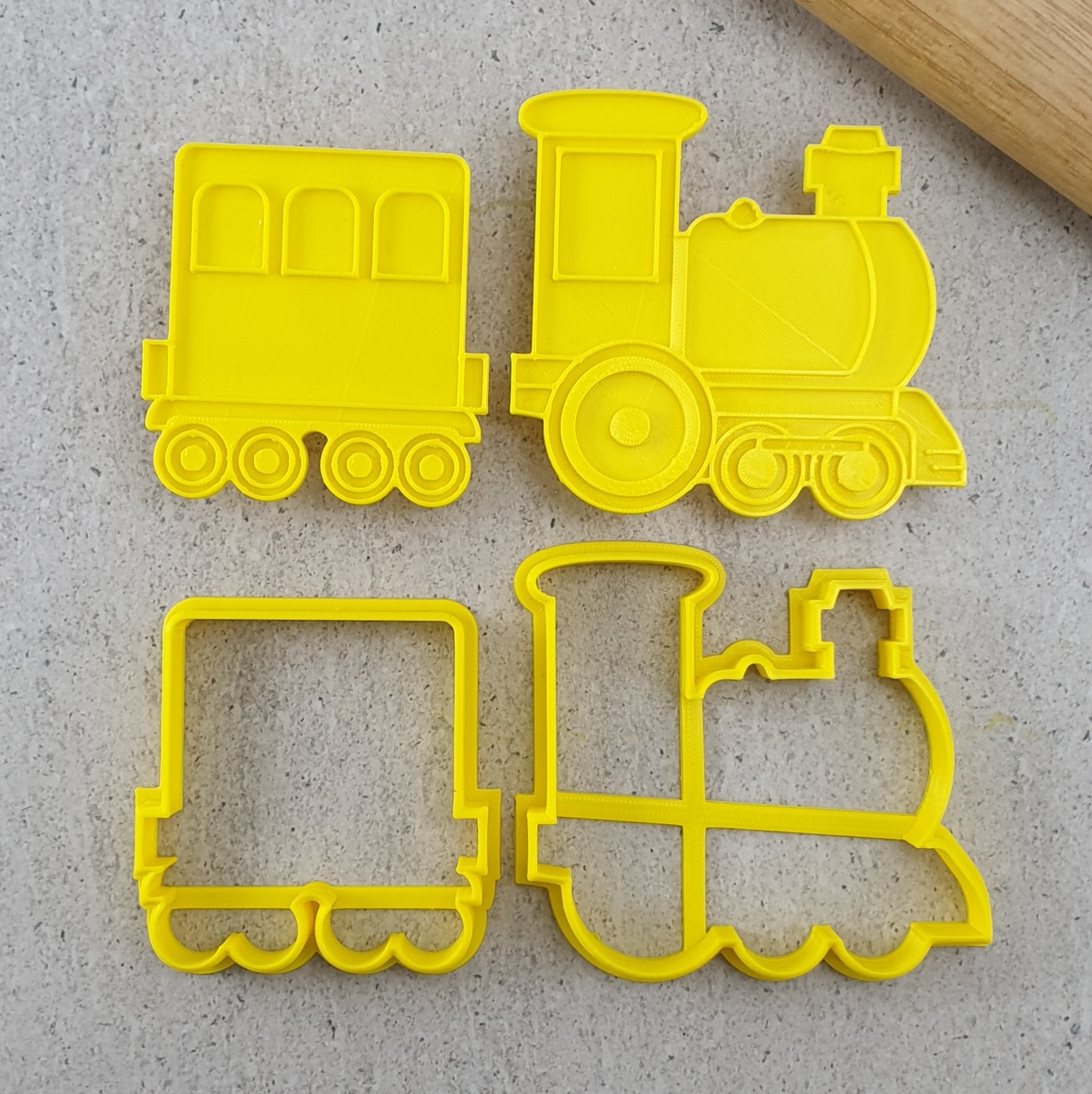 Custom Cookie Cutter Train Cutter and Embosser Set (Train and Carriage)