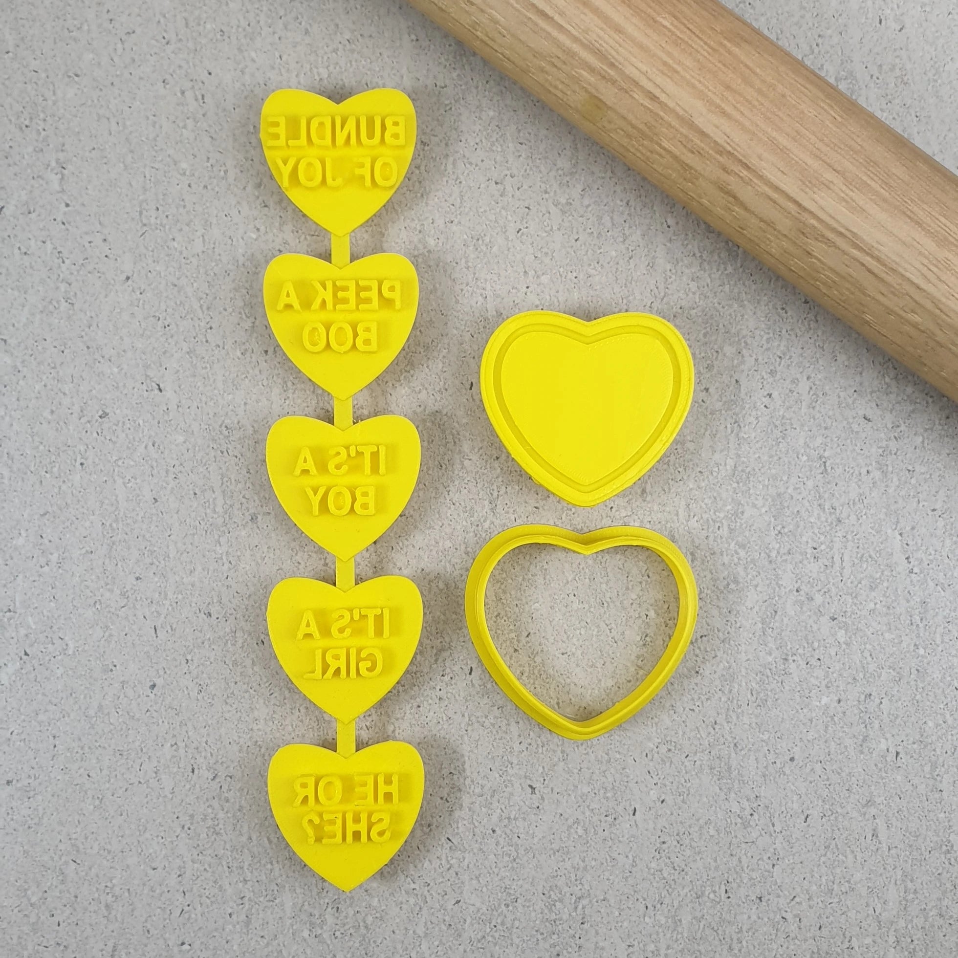 Custom Cookie Cutters Candy Heart Baby V2 Set (Bundle Of Joy)