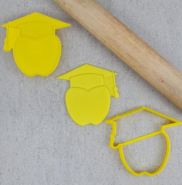 Custom Cookie Cutter Graduation Apple Cutter and 3D Embosser