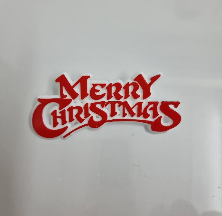 Merry Christmas Sign - Red on White