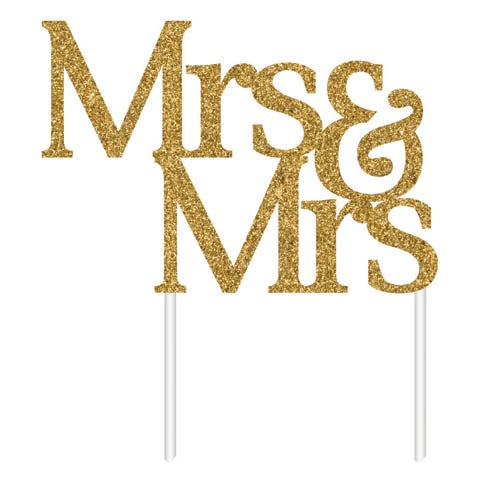 Mrs & Mrs - Cake Topper Gold Glitter
