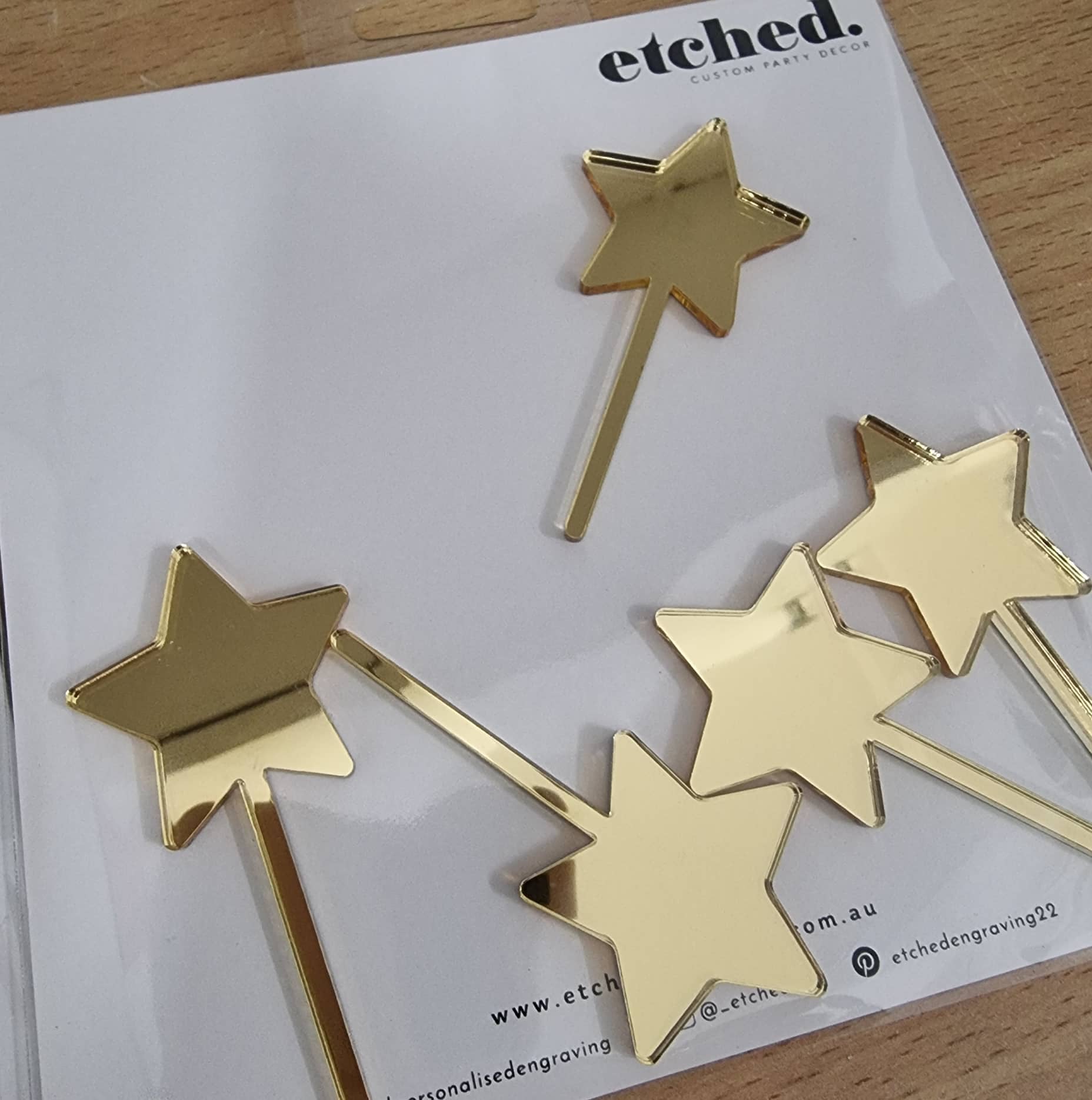 Etched Mirror Star Picks - 5 pack