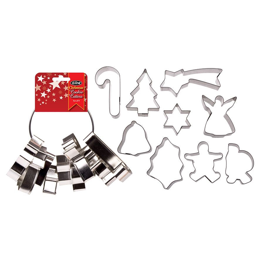Xmas Cookie Cutter on a Ring set of 9