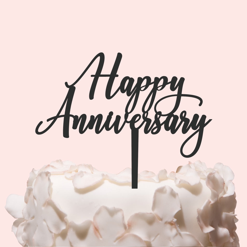 Etched Cake Topper - Happy Anniversary - Nella Font