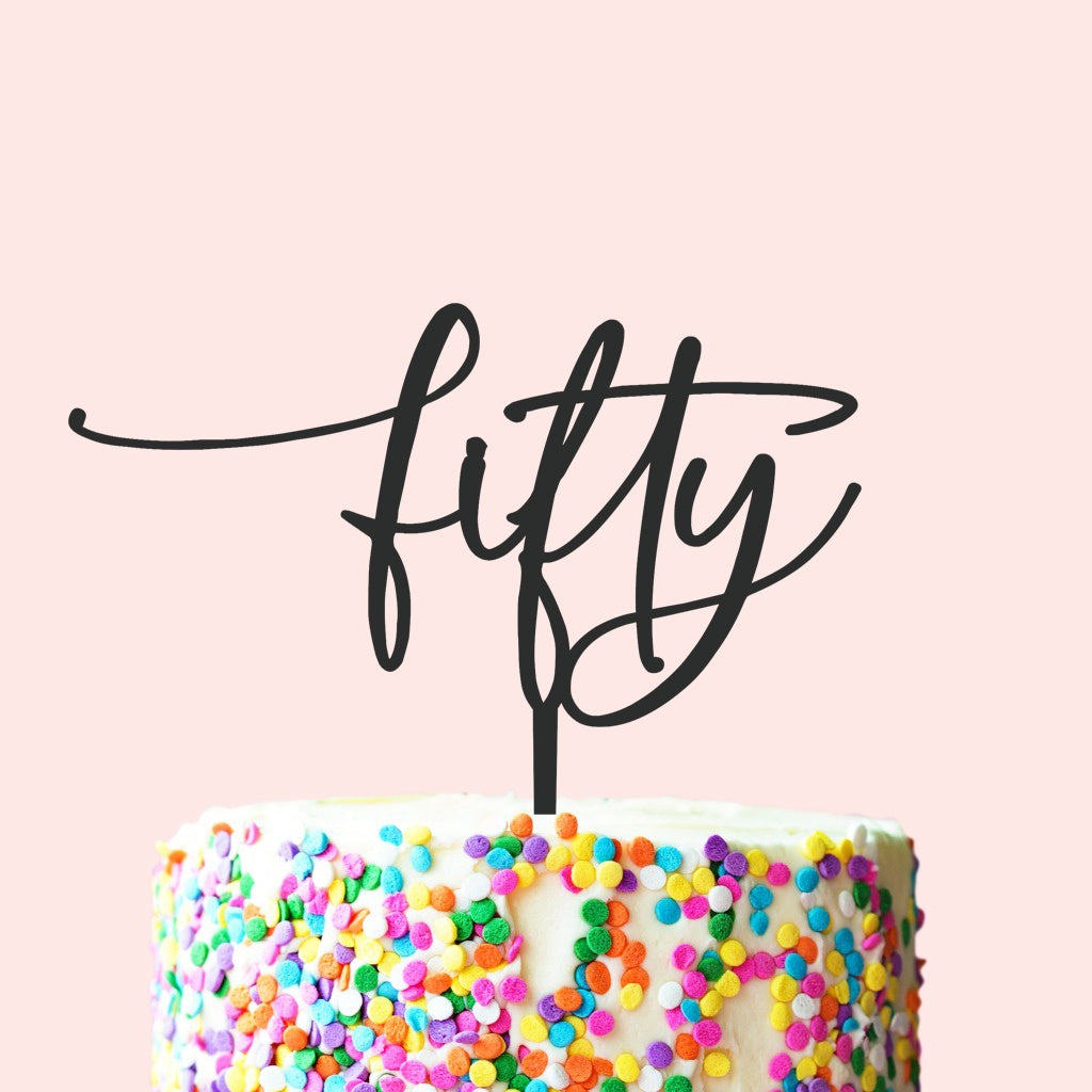 Etched Fifty Cake Topper - Palmer Font