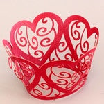Cupcake Wrapper Red Hearts