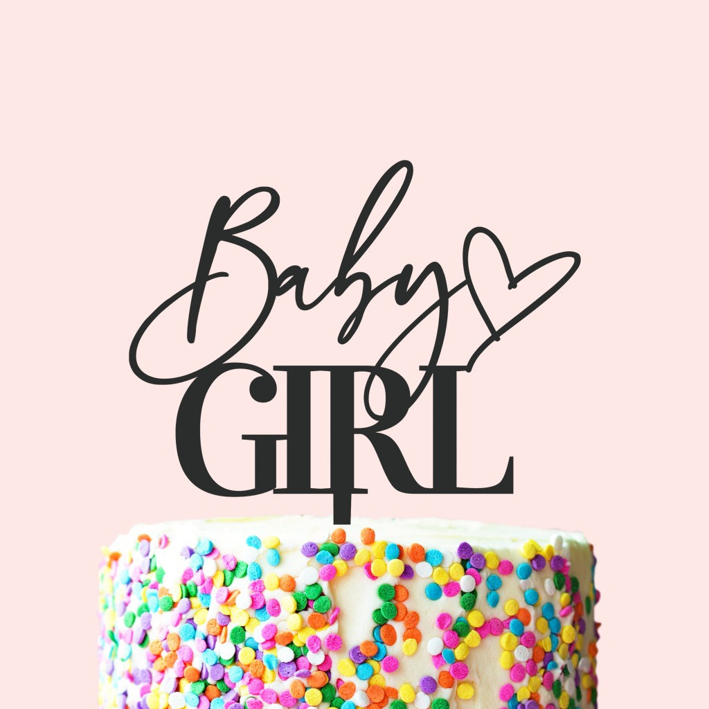 Etched Cake Topper - Baby Girl (With Heart)
