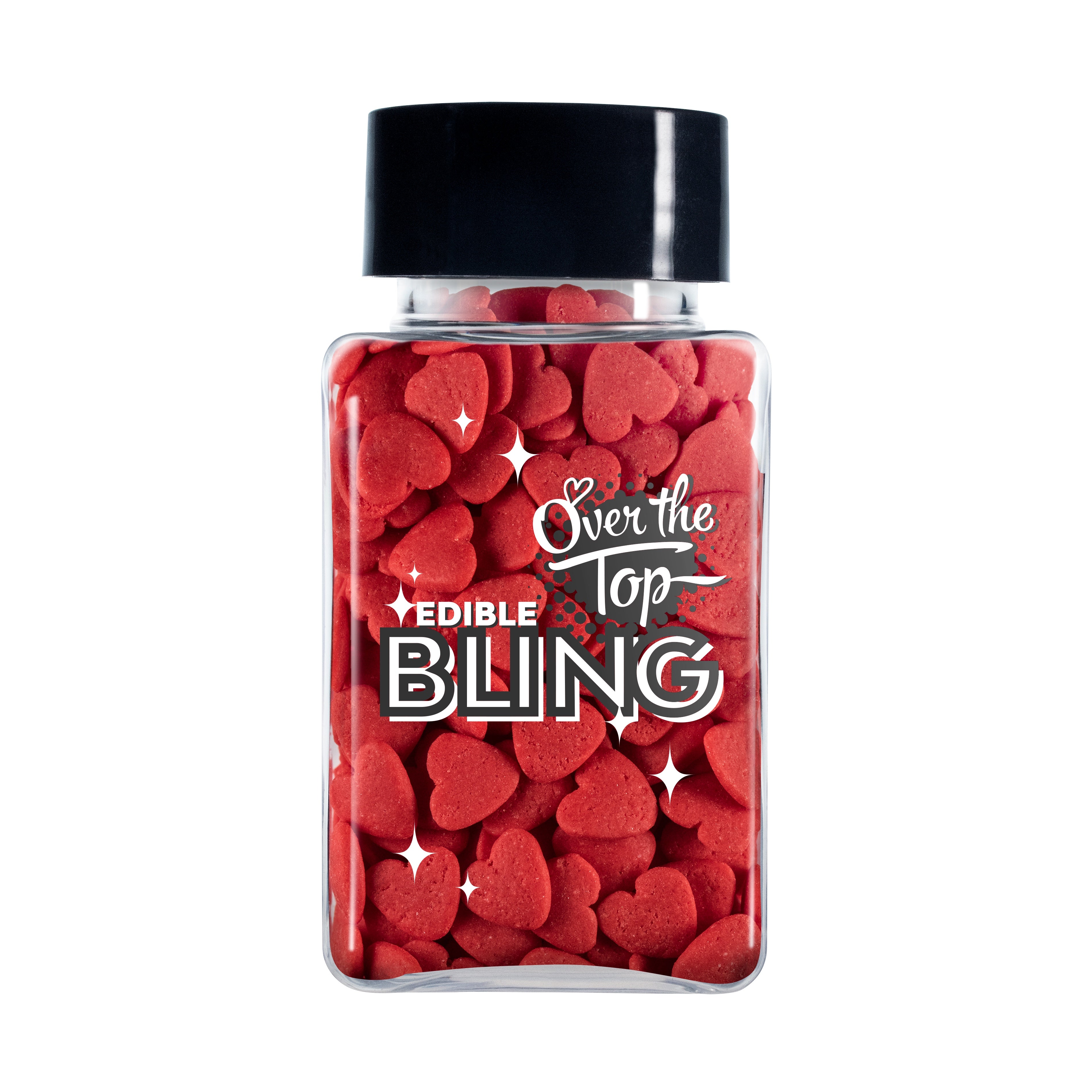 Over The Top Edible Bling Sprinkles - Love Hearts Red 55g