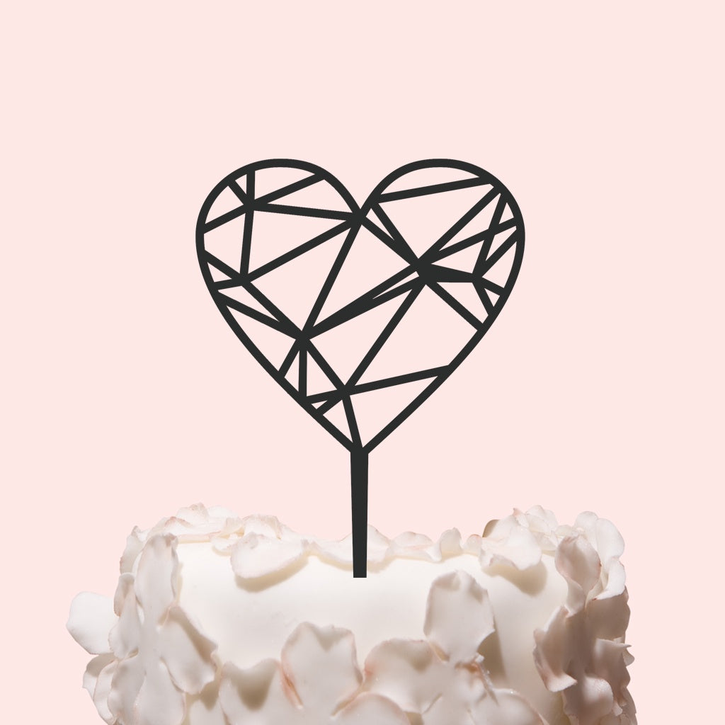 Etched Cake Topper - Geometric Heart