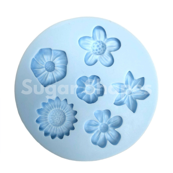 Sugar Shapes Flowers Assorted 6 pc Mold