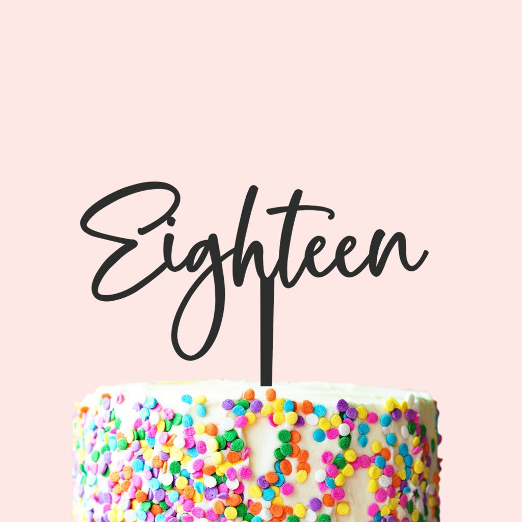 Etched Eighteen Cake Topper - Palmer Font