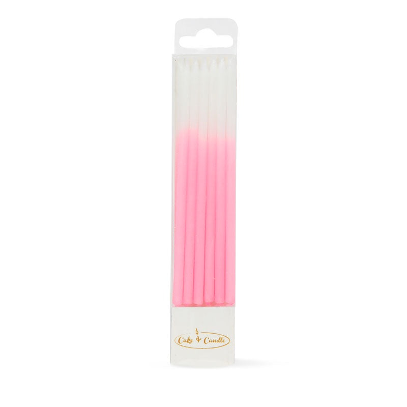 12cm Tall Ombre Cake Candles - Pink 12pk